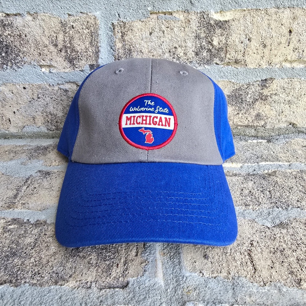 Captivating Michigan The Wolverine State Baseball‎ Cap Blue Grey Adjustable Hat